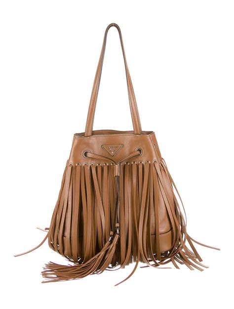 prada fringed bucket bag